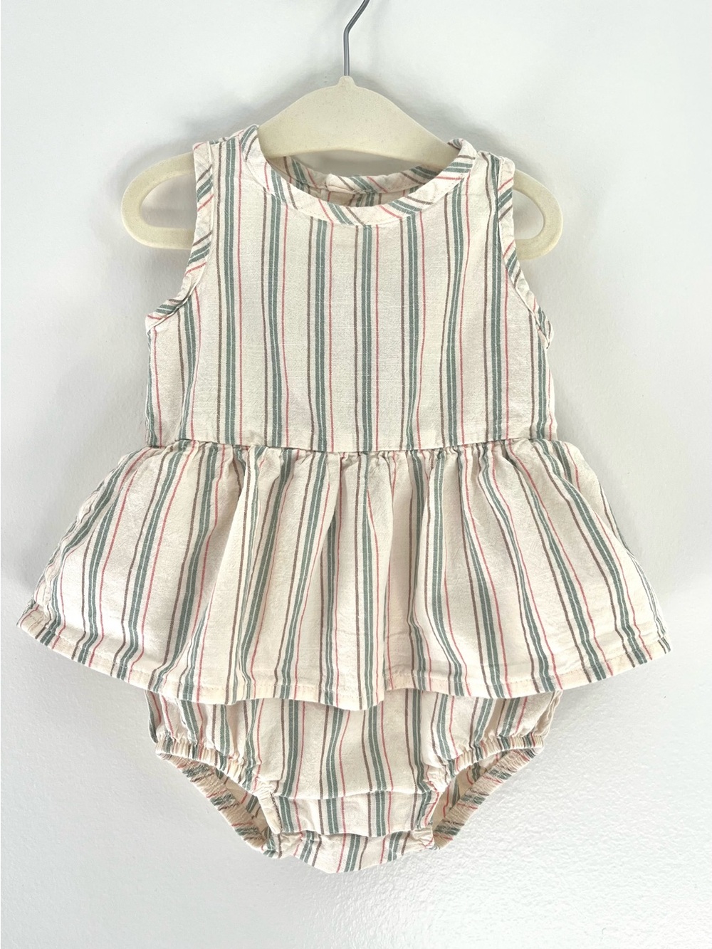 Little planet Cream Striped Baby Bubble Romper size 12 months